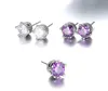 Stud Jewelrytop 925 Silver Silver Purple Amethyst Orees Oreads for Women Real Crown Crystal Wedding Party Bijoux H240504