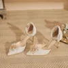 Отсуть обувь размер 31-43 кружевные высокие каблуки Женщины Стилетто 2024 Элегантный свадебный банкет золотой серебряный