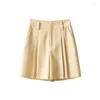 Kvinnors shorts Kvinna Wide Leg Casual Style Solid Chic Short Trousers 2024 Spring Summer Office Lady Bottoms Beige Green Dalinn