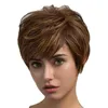 mixed hair fiber Wig silk short female fashion chemical straight headgear brown
