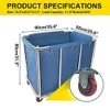 Large Industrial Rolling Laundry Cart Waterproof Heavy Duty 1135 Bushel Capacity Stainless Steel Commercial Household Basket 240424