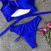 Swimwear Women Blue Bikini High Waist MAINTRAGE BANDAGE SEXY FEMMES SEXYS