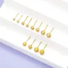 Orecchini per borchie (3PAIRS/LOT) Balla rotonda per donne Pure Gold Color Fashion Jewelry Nickel