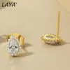 Boucles d'oreilles Laya pour les femmes 18 carats d'or étincelants zircon poire forme 925 argent sterling perçage oreille fashion moderne bijoux