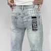Мужские джинсы 2023 Дизайнерские джинсы Ksubi для мужских брюк Rip Denim Biker Grey Paint Distress Streat Motorcle Motorcle Bone Halloween Purple Jeans для мужчин 436GHBG1H