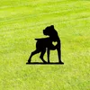 Gartendekorationen gefälschte Mops Stake Iron Silhouette Metall Yard Schild Kunst Outdoor Dekor