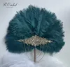 Hochzeitsblumen Peorchid Strauß Federn Teal Blue Bridal Brosche Bouquet Fan Ramo Novia 2024 Custom Gatsby 1920er Art Deco Geschenk