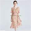 Платья больших размеров OC 413N61 Женское платье 100% шелк высококачественный шелк высококачественный летний печать юбка для доставки Drow Apparel Dhjys Dhjys