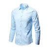Camisas casuais masculinas lazer de lazer de lapela cor de mangas compridas blusa