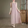 Lässige Kleider Kleidung Japanisch Lose A-Line-Weste Kleid für Frauen vielseitig 2024 Frühlings-/Sommer-Baumwollwäschelhäute K949