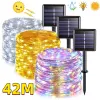 Dekoracje 42 m 400LEDS Outdood Wodoodporne słoneczne światło LED Outdoor Garland Solar Power Lampa ogrodnicza