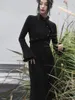 Vêtements ethniques Dark Slim Treeding Robe Femme's Spring Niche Design Tops en laine Cousue Long Chinese Cheongsam