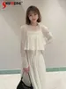 Blouses des femmes Style Japonais Blouse simple Elegantes 2024 printemps et été doux micro transparent o cou broye-cou femininas