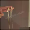 Dingle ljuskrona koreansk tendy metall rosblommaörhängen för kvinnor damer guld färg elegant pärla lång tassel pendientes party j dhbtf