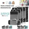 Sacs de rangement 3 / 6pcs Compression Emballage Cube de voyage léger sac de voyage en nylon Portable Sac à main