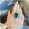 Solitaire Ring japanska och koreanska högkvalitativa Fashion Emerald -damer matchar alla födelsedagsfest lyxiga smycken gåva släpp leverans dh4j6
