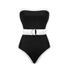 Women's Swimwear 2024 Retro Bandeau Color Block One Piece Swimsuit Summer Women Beachwear Bathing Suit Bodysuit Monokini Biquini Bikini