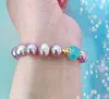 Decorative Figurines 9mm Large Size Real Natural Amazonite Fresh Water Freshwater Cultured Shape Stretch Elastic Wholesale Pearl Bangle