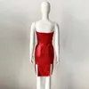 Vestidos casuais Bandagem vermelha sem mangas vestidos corporais de mangas Mulheres