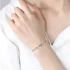 Bracelets de liaison Couleur Sliver Bracelet d'améthyste coeur doux pour femmes bijoux à la main Crystal blanc violet