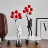 Objets décoratifs figurines art ballon girl statues banksy volant ballon fille sculpture résine artisanat décoration de Noël cadeau de Noël décoration t240