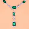 Boucles d'oreilles de collier Set Green Crystal African Jewelry Square Drop pour femmes Luxury Zircon Bridal Accessoires