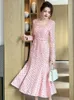 Abiti casual nobili abiti da ballo elegante donna donna dolce stile di lana rosa lucido luccichio a sequenza singola petto di pesce coda di pesce banchetto