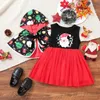 Robes de fille pour les filles pour les filles de Noël robe de Noël Cartonnet de chariot à manches Santa Claus imprimées Tulle Tutu Princesse Hooded Robe Cloak Set Party