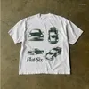 レディースTシャツY2Kサマークラシックフルーツと竹プリントホワイトラウンドネックピュアコットンTシャツカップル韓国ファッションエディション