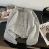 Damesbreien 2024 Winter Luxe Luxe Single Breasted Sweater Vrouwen Vintage vaste jumpers breien met lange mouwen O-hals los