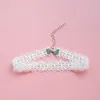 Choker lolita słodkie białe koronki kobiety internetowe celebrytka kotwica księżniczka w stylu cosplay szyja nić biżuteria