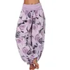 Women's Pants Capris Women Plus Size Bohemian Trousers New Floral Print Mid Waist Long Pants Vintage Elastic Waist Wide Leg Pants Loose Harem Pants T240505