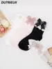 Chaussettes de style japonais Ruffles Cotton chaussettes en coton Series JK Love Love Dark Pattern Bow Lolita Cute Girl Kawaii