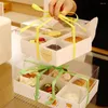 Geschenkwikkel Cupcake Container met display raam vasthouden 4/6/12 Standaard cupcakes doos gebak Cake Trays Holder