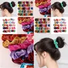 Andere Wohnkultur 60 Farbe Vintage Hair Scrunchies dehnbare Satin Scrunchie Pack Frauen Elastizbänder Mädchen Kopfbedeckung Neighöhe Gummi -Krawatten m dhyi1