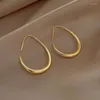 Boucles d'oreilles de cerceau mode or argent couleur géométrique ovale pour les femmes de bijoux de mariage de fête de la fête de la fête simple