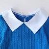 Ensembles de vêtements 2024 Vêtements d'enfants à manches courtes Collier Blue Blue Mirts 2 pièces Designer Girls Set 3-7T