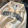 Bluzy damskie harajuku kobiety vintage obracanie bluz z kołnierzem jesienne zimowe sznurki pullover topy luźne odzież streetwears