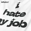 Мужские рубашки инфляция летние повседневные хлопковые футболки Unisex "Я ненавижу свою работу" Печать с коротким рукавом