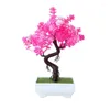 Декоративные цветы пластиковые растения Bonsai маленькие дерево горшок фальшивый растительный растительный горшок с цветочным цветом домашнее комната