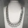 925 Silver Cuban Chain Diamond Hand Rendre Iced Out Men's Link Moisanite