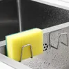 Kitchen Storage 304 Stainless Steel Sponge Holder Self Adhesive Drain Drying Rack For Home Sink Sponges Organize