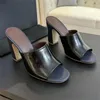 Slippare 2024 Summer Fashion Round Toe Women Sexy High Heels CONCISE LEATHER ZAPATOS DE MUJER STORLEK 35-40