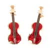 Broscher 1pc mode elegant röd violin stift lady crystal strass musikinstrument brosch stift smycken tillbehör