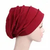 Bonnets de bérets pour femmes têtes musulmanes turban coton coton épaissis de capuchon élastique Perte de cheveux chimiothérapie