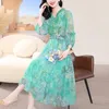 Lässige Kleider Evnisi Sommer Women Boho Chiffon Kleid V-Ausschnitt Red Elegant Office Blumendruck a-line Chic für Party Vestido