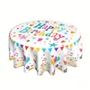 Tableau de table joyeux anniversaire Round Cakecloth Cake Design avec Balloons de drapeau coloré Collection de cadeaux 60 pouces pour