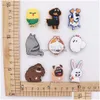 Smycken Moq 20st PVC Cartoon Dog Rabbit Chicken Cat Shoe Decoration Charm Buckle Accessories Clog PINS Knappar Dekorationer för band DHLXC