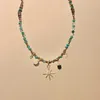 Colliers pendants 2024 Collier de chaîne de métal à perles colorées simples adaptées aux femmes et aux lumières luxueuses Perle Perle Pull Gift Bijoux Q240430