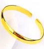 Гладкий манжетный браслет равнина 18 тыс. Желтого золота простые стиль классический женский браслет браслет подарки на 60 мм диаг.